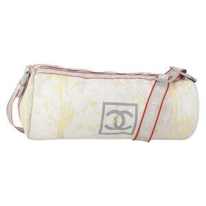 Authentic CHANEL Sports Line Shoulder Bag Vinyl White Silver CC
